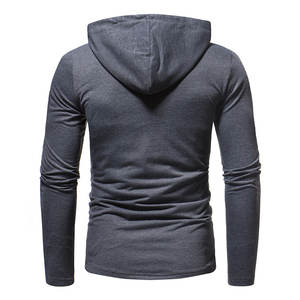 Vente en gros Automne et hiver Mode masculine Sports Couleur unie Fermeture éclair sur le bras Imperméable 100% coton polaire Sweat à capuche pour homme - Product Image 2