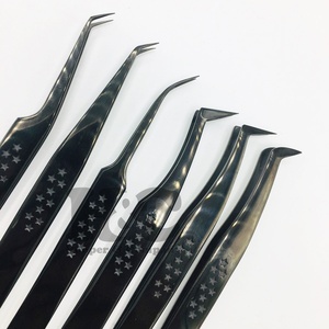 Pince à épiler d'extension de cils durable de haute qualité avec poignée en étoile Logo pointe pointue pince à épiler faite à la main pince à épiler en vison - Product Image 1