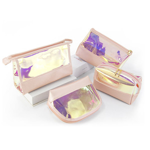 Bolsa holográfica transparente con cremallera, bolsa de vinilo para maquillaje cosmético impermeable - Product Image 5