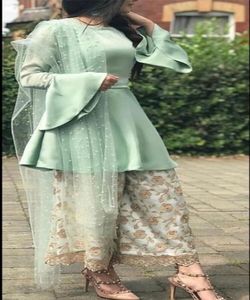 Tenue de soirée style Bollywood pour filles indiennes prêt-à-porter ethnique, tissu coton soie rayonne brodé en pierre - Product Image 4