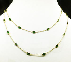 Collar de turmalina verde ligero chapado en oro de Plata de Ley 925 para uso diario, cadena larga de moda para regalo, proveedor de MOQ bajo - Product Image 1