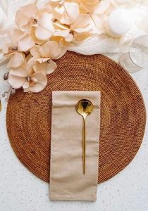 Lot de 5 sous-verres à thé et café en rotin de qualité supérieure avec bordure blanche, parfaits pour les tapis de cuisine et les accessoires - Product Image 3