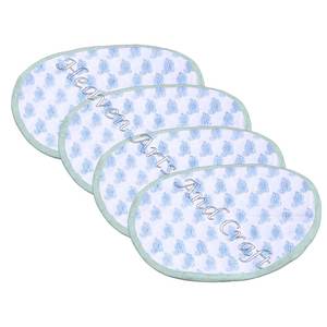 Luxury Wedding Round Napkins Hotel Restaurant Use Wholesale High Quality <b>Wood</b> <b>Block</b> Print Colored Scallop Napkins Set - Product Image 5