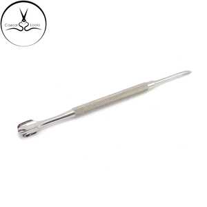Pousse-cuticules double tête en acier inoxydable avec manche moleté pour manucure - Product Image 4