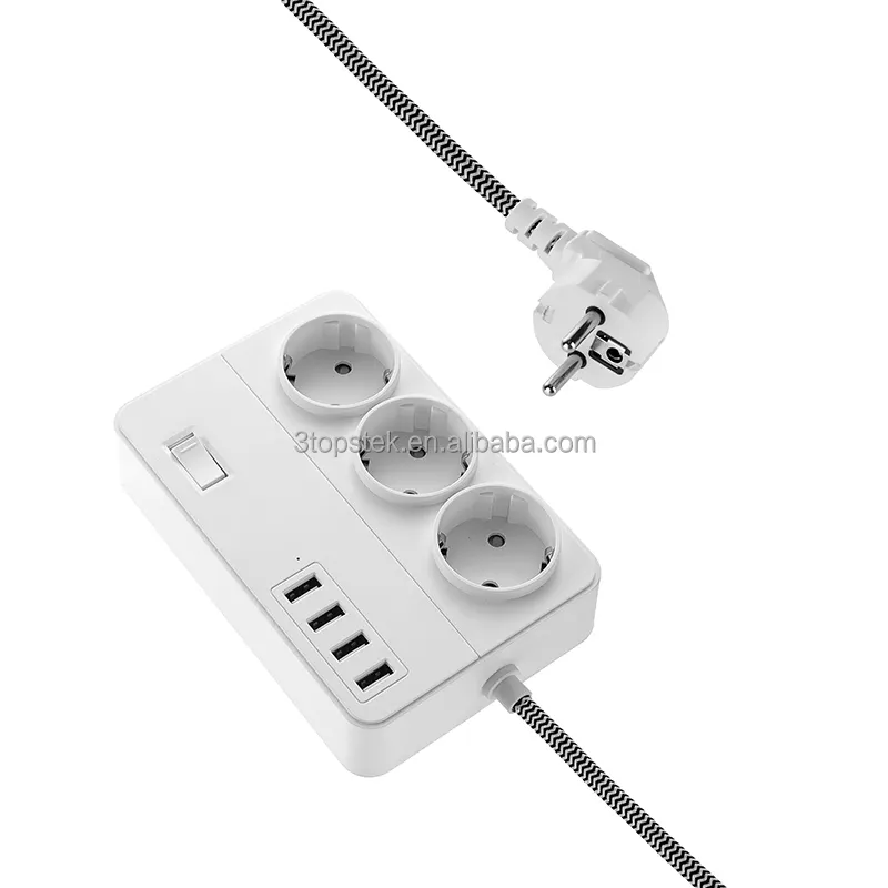 Custom Power Strip with USB 4 USB-A and 3 AC Outlets Surge Protector Extension Socket With Phone Holder