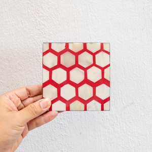 Dessous de verre en pierre incrusté d'os pour thé et café Dessous de verre faits à la main Dessous de verre de table pour la maison et la forme carrée - Product Image 3