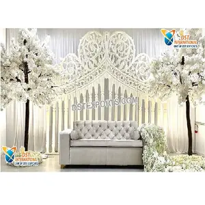 Amazing Reception Stage Decor Gate Frame Fairy White Wedding Gate Stage Decoration Designer Stage Decor with Gate Backdrop Frame