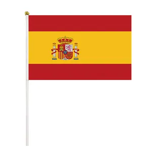 Pabrik Grosir Sublimasi Piala Eropa Bendera Acara Bendera Tangan Tim Sepak Bola Spanyol Bendera Tangan Kustom