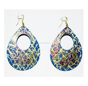 Pendientes de moda al por mayor con textura de placa acrílica, pendientes redondos informales, joyería con cadena de diamantes VVS, caja de regalo, dropshipping - Product Image 2