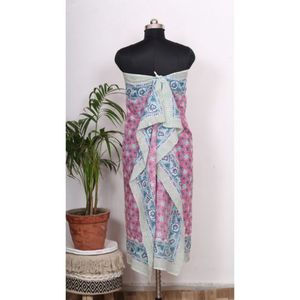Reversible Summer Daily Life Beach Pareo Swing Indian Cotton Sarong Women's Gift <b>Scarf</b> Hawaiian Hippie Block Print Breathable - Product Image 5