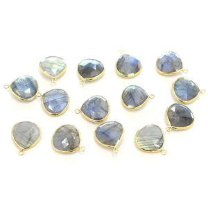 Labradorite Coeur Forme Argent Sterling 925 Lunette Plaqué Or Pendentif Fabrication de Bijoux Artisanaux - Product Image 4