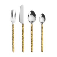 Couverts en métal de qualité supérieure, écologiques, uniques et design, couleur argent, faits à la main, couverts de cuisine fantaisie, modernes et minimalistes