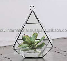 Terrarium géométrique en métal doré recouvert de poudre de verre, vases à fleurs pour décoration de la maison - Product Image 2