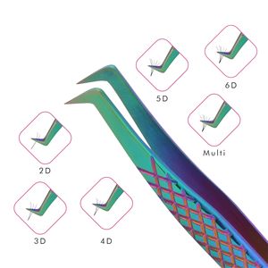 Pince à épiler arc-en-ciel pour faux cils, cm, pot large, pour Extension de cils, de couleur arc-en-ciel, avec Design diamants, étiquette privée - Product Image 2