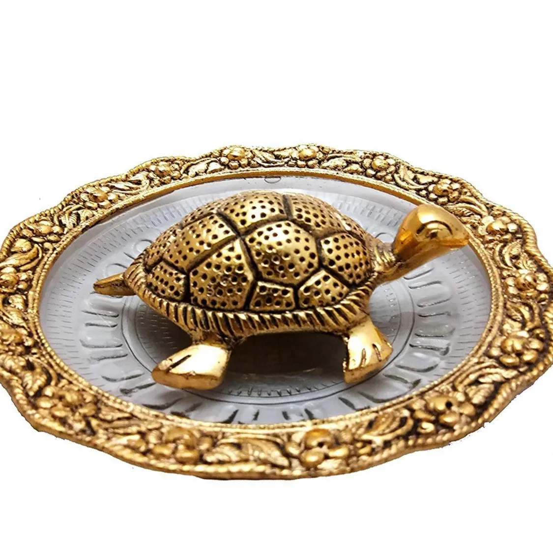 Tortue en métal Feng Shui, sur les plaques, vitrine, diamètre doré: 5.5 pouces, décoration de Table de bureau, pour un cadeau, porte bonne énergie