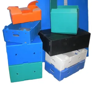 UP PP פלסטיק גלי מתקפל ניתן לערום לשימוש חוזר בגודל מותאם אישית בדרגה טובה iso 9001 2015 קופסת פלסטיק בצבע כחול כתום