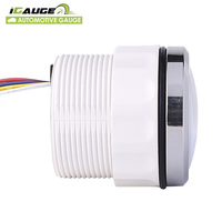 Jauge 52 mm en acier inoxydable avec lunette, cadran noir, étanche, antirouille, lentille convexe, affichage LED blanc 12-24V pour carburant