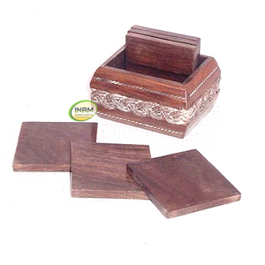 Artículo único Posavasos decorativos para té y café para el hogar y la cocina de madera con incrustaciones de latón - Product Image 1