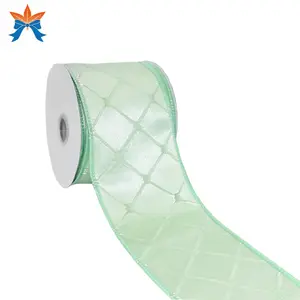 Bạc Hà Xanh Jacquard Rhombus Có Dây Fancy Ribbon