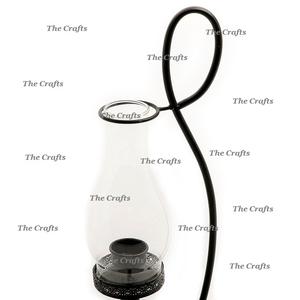 Porte-bougie de qualité supérieure en fer noir Porte-bougie avec cheminée en verre pour la décoration d'hôtel - Product Image 2