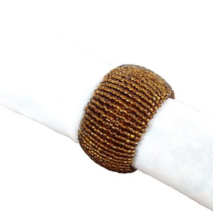 <b>Top</b> Trending Dinner Table <b>Top</b> Decoration Customized Napkin Ring With <b>Crystal</b> Beads In Golden Color For Home Hotel And Restaurant - Product Image 1