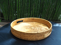Rundes Rattan-Tee tablett, Rattan-Frühstücks tablett, Rattan-Korb tablett 100% hand gefertigt