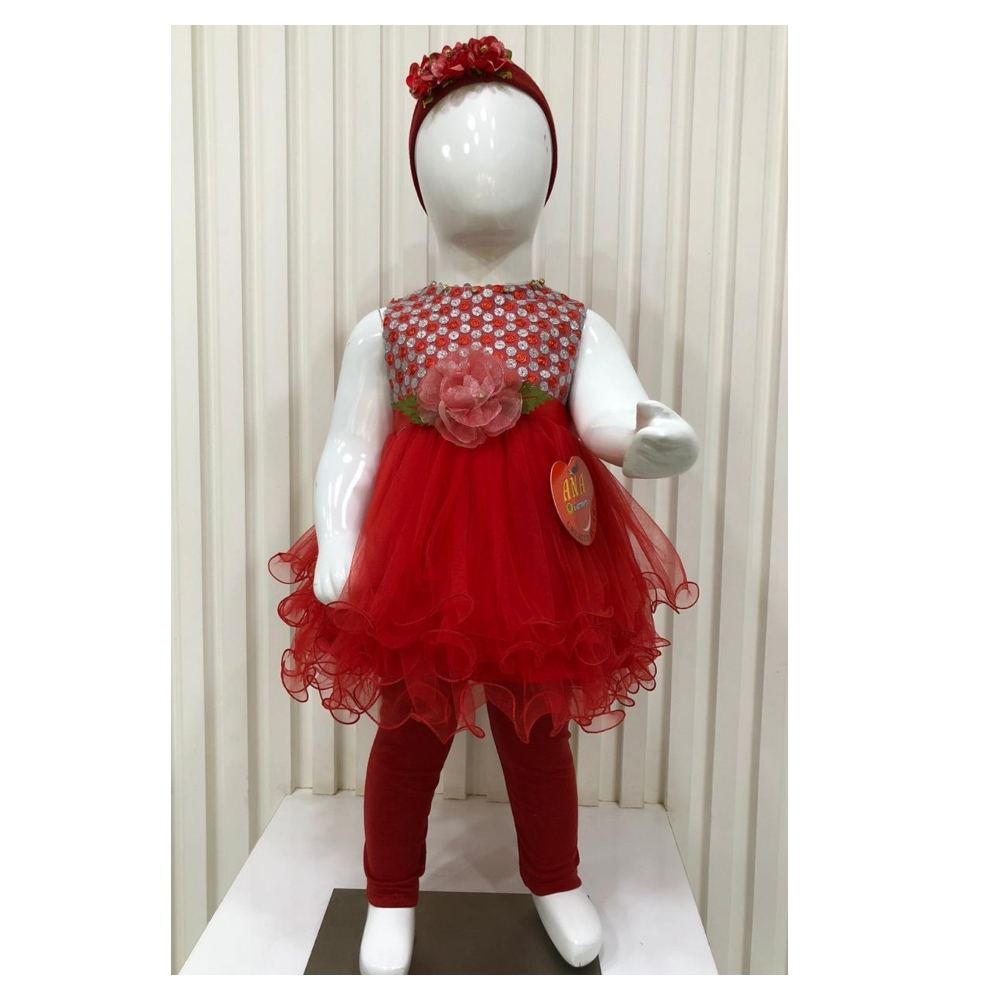 Kids New Fashion Pearl Red Floral Baby Dress Girl Dress 2020 New