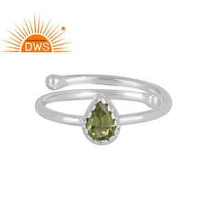 ธรรมชาติสีเขียว Peridot พลอยผู้หญิงแหวนเครื่องประดับผู้ค้าส่ง925สเตอร์ลิงลูกแพร์รูปร่างแหวนเครื่องประดับผู้ผลิต - Product Image 1