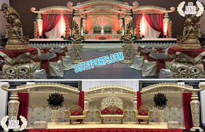 งานแต่งงานสีทองงานบอลลีวู้ด Mandap นอร์เวย์งานแต่งงานงานบอลลีวู้ด Mandap แกะสลักสีทองงานบอลลีวูดงานแต่งงาน - Product Image 5