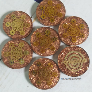 Vente en gros de pierre de guérison en cristal naturel symbole de matrone orgonite orgone pierre précieuse tranche sous-verre pour la décoration - Product Image 1