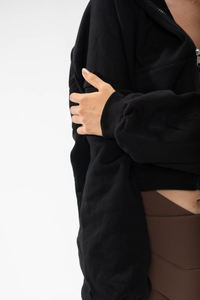 เสื้อฮู้ดกันหนาวผู้หญิง,มีฮู้ดพิมพ์ลายโลโก้ส่วนตัวสีดำขนาดใหญ่พิเศษ - Product Image 5