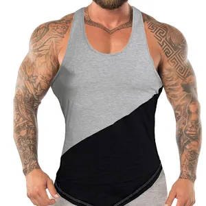 Spor erkek kas yumuşak kolsuz Tank Top yelek fanila özel erkekler için özel nefes pamuk baskı singlet ile yapılan
