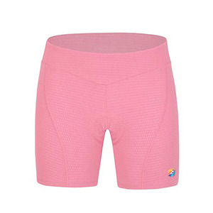 Shorts de cyclisme unisexes en polyester rose uni, extensibles, respirants et écologiques - Product Image 1