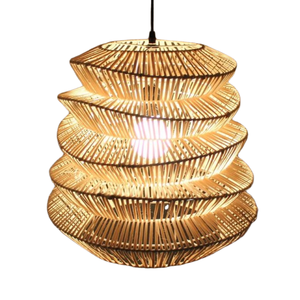 Wave Tower-shaped <b>Rattan</b> <b>Pendant</b> Light, Creative Lighting <b>Pendant</b>, Restaurant Lighting - Product Image 1
