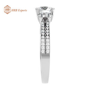 Moissanite 6 puntas anillo de compromiso, anillo de oro de plata sólida para las Mujeres 18K blanco ronda brillante corte 1 Ct joyería de regalo personalizado - Product Image 5