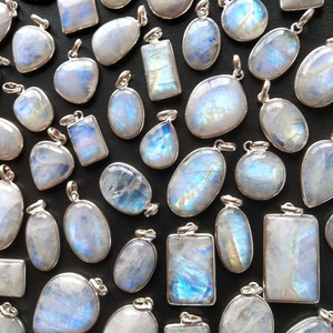 Vermeil-Anillo de piedra lunar de oro k9, colgante de cristal, piedra de jade, plata, piedra lunar, colgante, collar, pluma de Ángel de cristal - Product Image 4