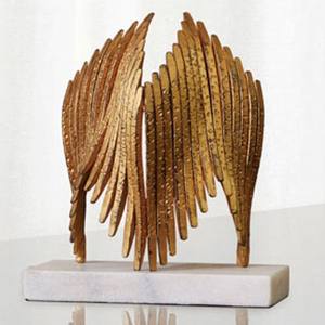 Aluminium Métal Feuille Forme Blanc Fini Sculpture Style Fantaisie Look Moderne Accent Maison Sculpture Décorative - Product Image 3