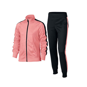 Alta calidad 100% Fleece Ladies Pink Round Neck Sports Track Suit 2PCs Active Top Set - Product Image 5