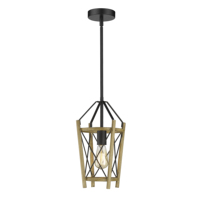 Lustre suspendu Inno Casa 2103-P1 industriel noir en bois et métal, 1 éclairage E26/E27, économie d'énergie, CRI 80, pour appartement