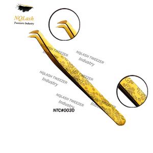 Pinzas de extensión de pestañas Plasma, dorado y azul, Top Ranking, pinzas rusas con estampado de flores, nuevo diseño - Product Image 2