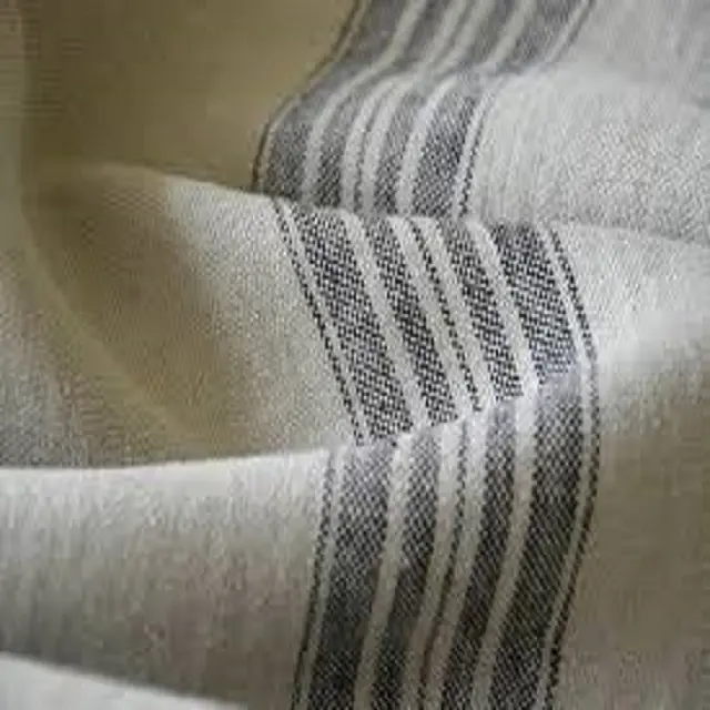 100% katun kain Linen alami desain lembut benang kustom pola garis celup digunakan untuk bantal tempat tidur berkelanjutan