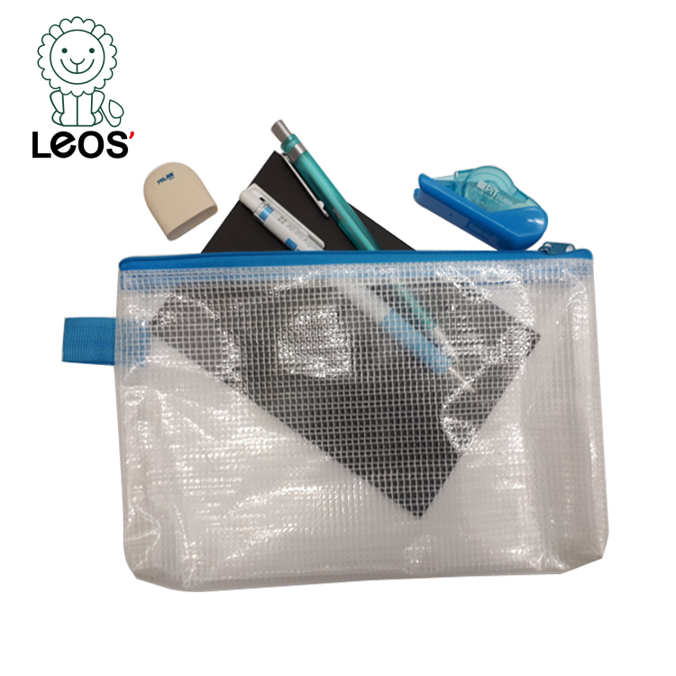Мешочек из ПВХ, водонепроницаемые сетчатые сумки с застежкой-молнией и логотипом для школьных канцелярских принадлежностей