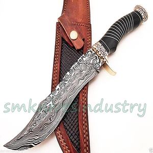 Lima de latón Damasco hecha a mano con mango de trabajo, cuchillo bonito con Funda de cuero (smk1296) - Product Image 3