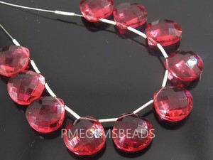 Hot Pink Quartz Micro Faceted Heart Teardrop Pendiente Par 14X14MM Hydro Glass Cristal suelto Lampwork Cuentas de vidrio Fabricación de joyas - Product Image 5