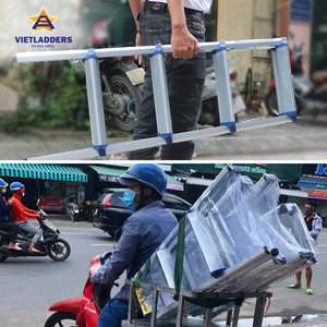 VIETLADDERS Industrial Aluminum Alloy <b>Step</b> Ladder 3 <b>Steps</b> 150kg Capacity Portable Home Warehouse Use 12.5FT <b>Foldable</b> Manual Lock - Product Image 6