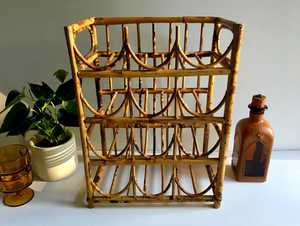 Estante de mimbre Vintage de cuatro niveles, almacenamiento de vino, estante de almacenamiento decorativo - Product Image 5