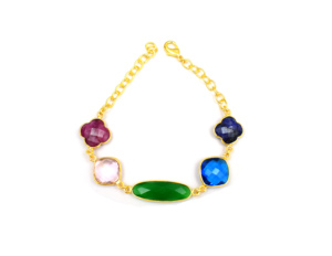 อัญมณีหลากสีที่ทำด้วยมือชุบทองของขวัญที่สวยงามสำหรับสร้อยข้อมือโซ่เจียระไนแบบมีสไตล์ - Product Image 1