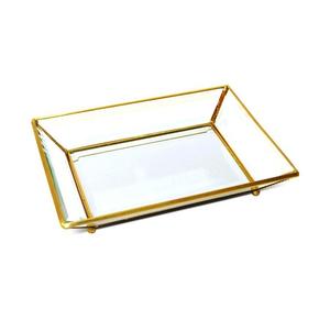 Plateau de service alimentaire en métal miroir, design tendance, forme rectangulaire, plateau de service pour thé et café, pour usage hôtelier - Product Image 2