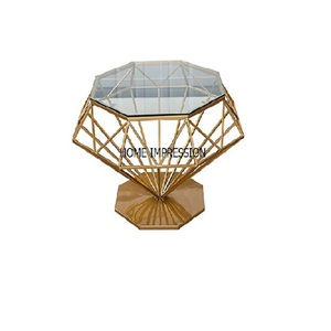 เพชรรูปร่างสีทองแฟนซีโลหะโต๊ะกาแฟ - Product Image 2