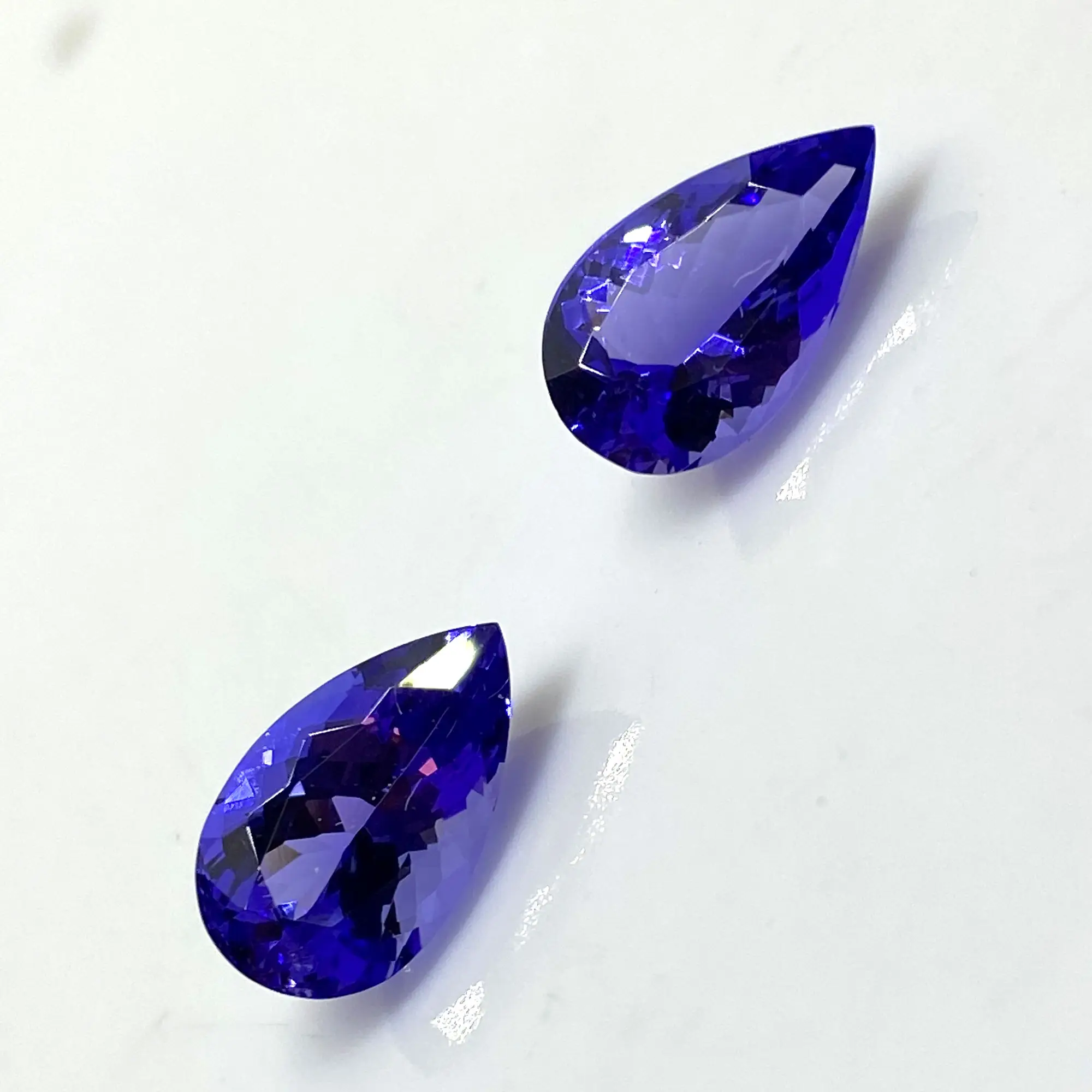 Tanzanite Long Pear 2 pc Pair Set Top Quality AAA Loop Clean Fine Cut Loose Gemstone